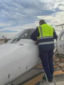 Executive jet landing at Mendoza airport, providing handling services by Agile Aero.